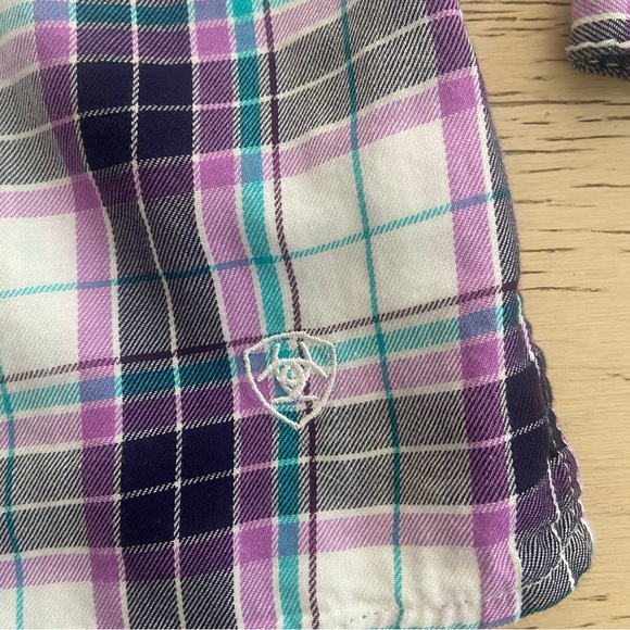 ARIAT Pink Multicolour Plaid Snap Bling Button-down Shirt - Medium, Western, EUC - Picture 4 of 8